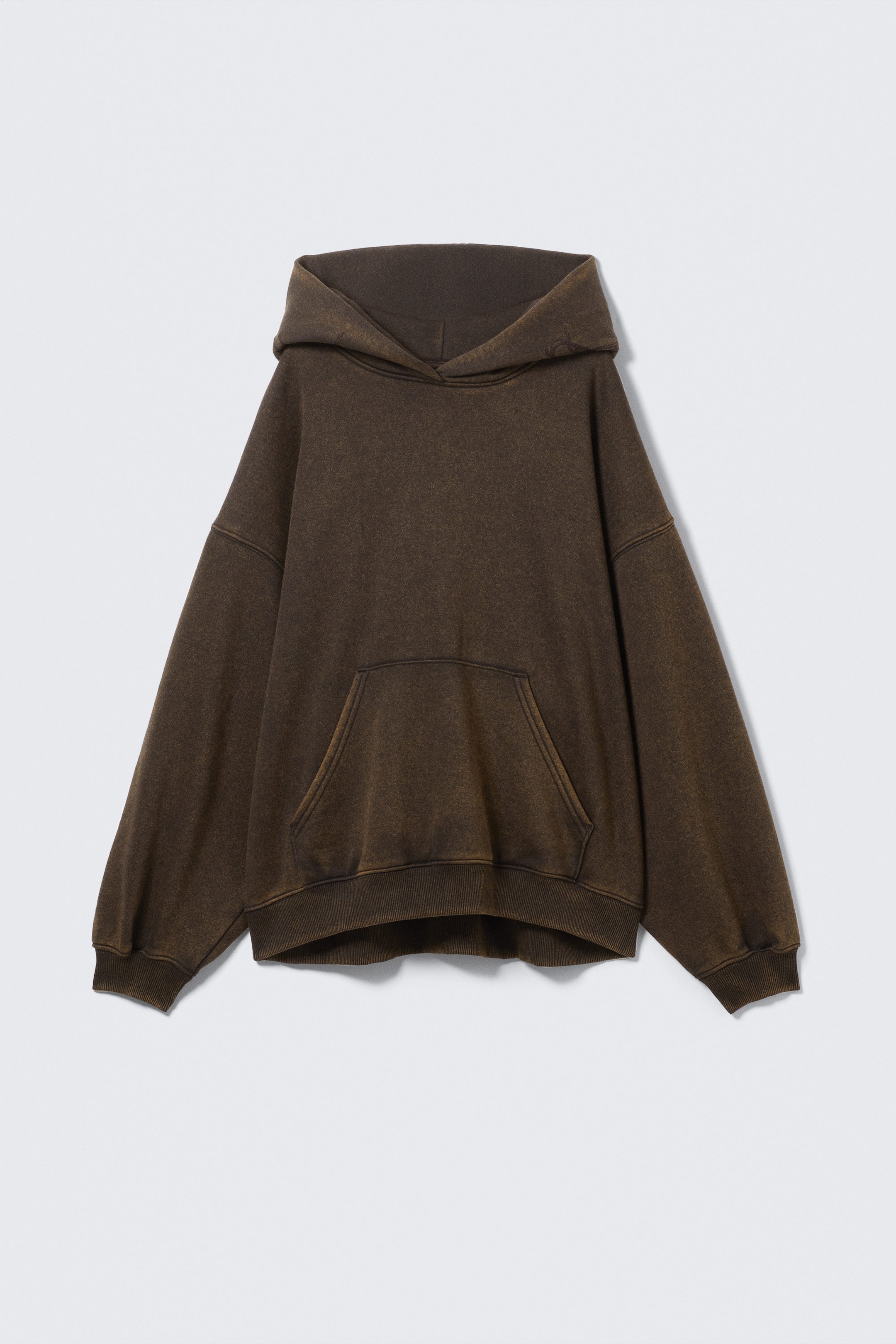 Dark Brown - Embroidered Oversized Heavy Hoodie - 4