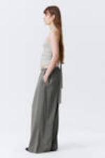 Washed Dark Grey - Low Rise Wide Leg Baggy Sweatpants - 1