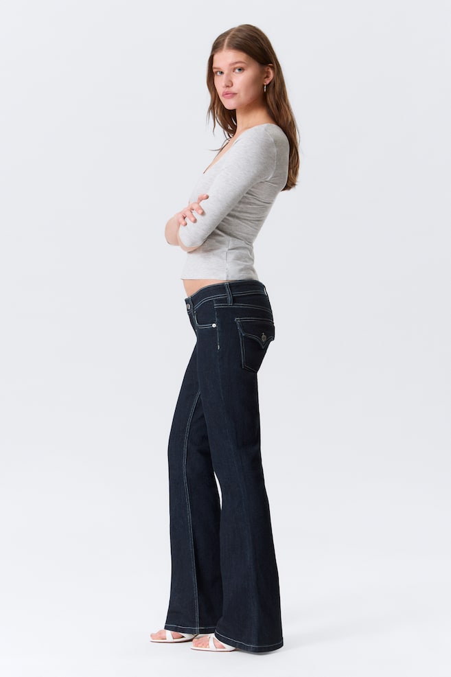 Low Rise Slim Flared Jeans - Blue Rinse - Dark Blue/Ink Black - Black - 1