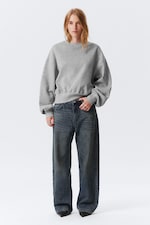 Grey Melange - Oversized Crewneck Sweatshirt - 1