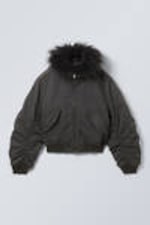 Verwaschenes Schwarz - Bomberjacke im Washed-Look - 0