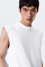 White - Loose Fit Square Cotton Tank Top - 2