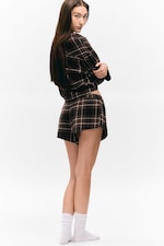 Rutig brun - Pyjamasboxershorts i flanell - 0