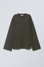 Donker kakigroen - Oversized T-shirt met lange mouwen - 0