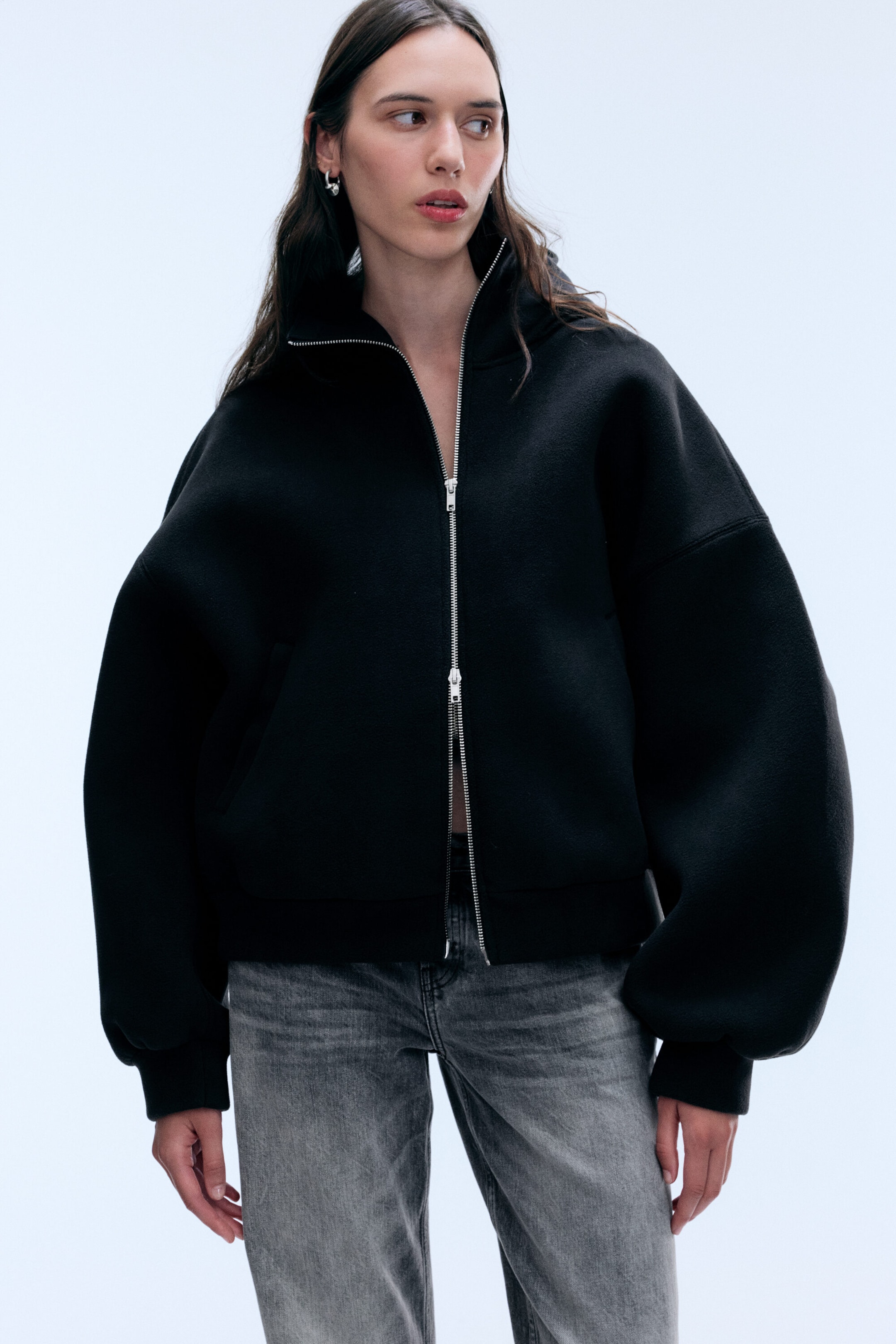 Black - Oversized Bonded scuba hoodie - 2