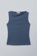 Dark Blue - Annie Sleeveless Boat-Neck Top - 0