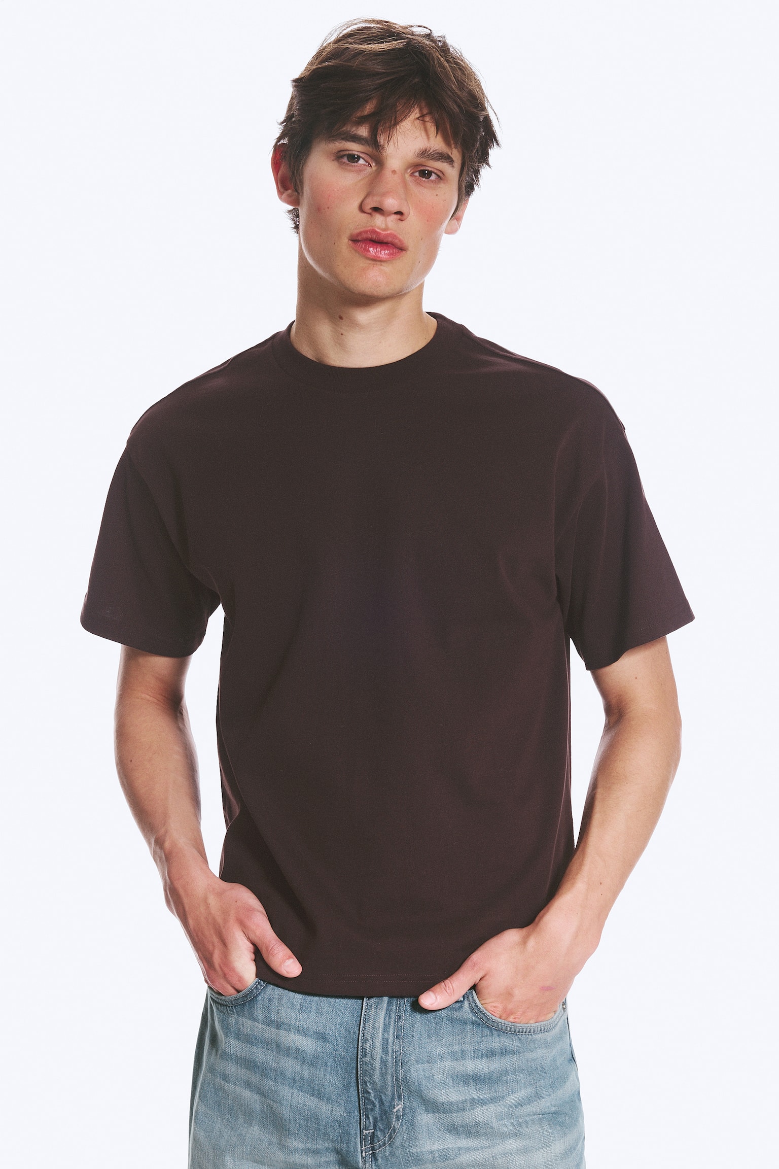 LOOSE FIT T-SHIRT - Donkerbruin/Dusty middenblauw/Licht vaal kakigroen/Wit/Donkerbruin met wassing/Zwart/Zachtgrijs/Licht kakigroen/Donkergroen met wassing/White - Navy Stripe/Blauw met wassing/Wit en donkerbruin gestreept/Kakigroen - 1