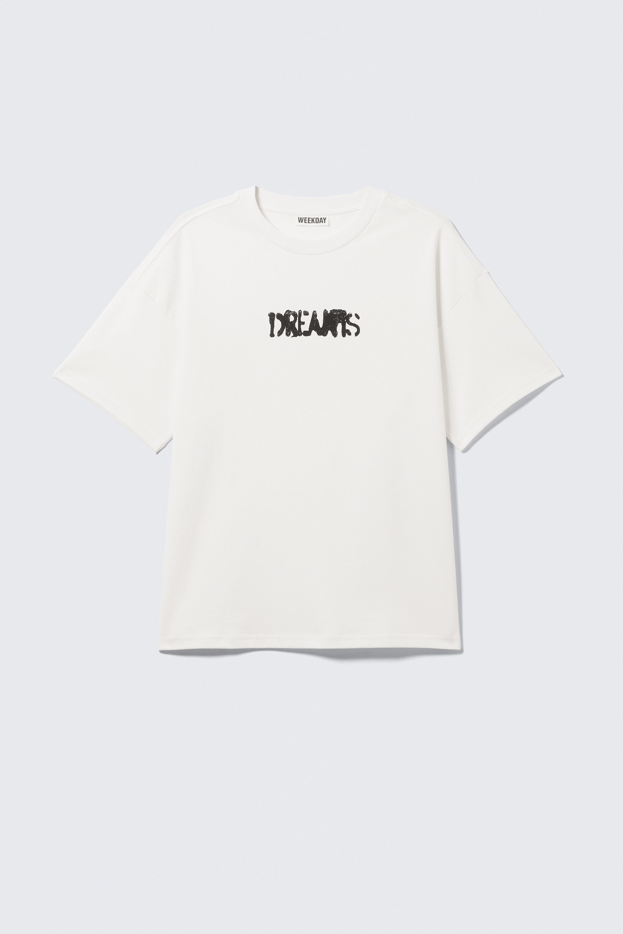 Weiß - "Dreams" - Bedrucktes kastiges T-Shirt - 1