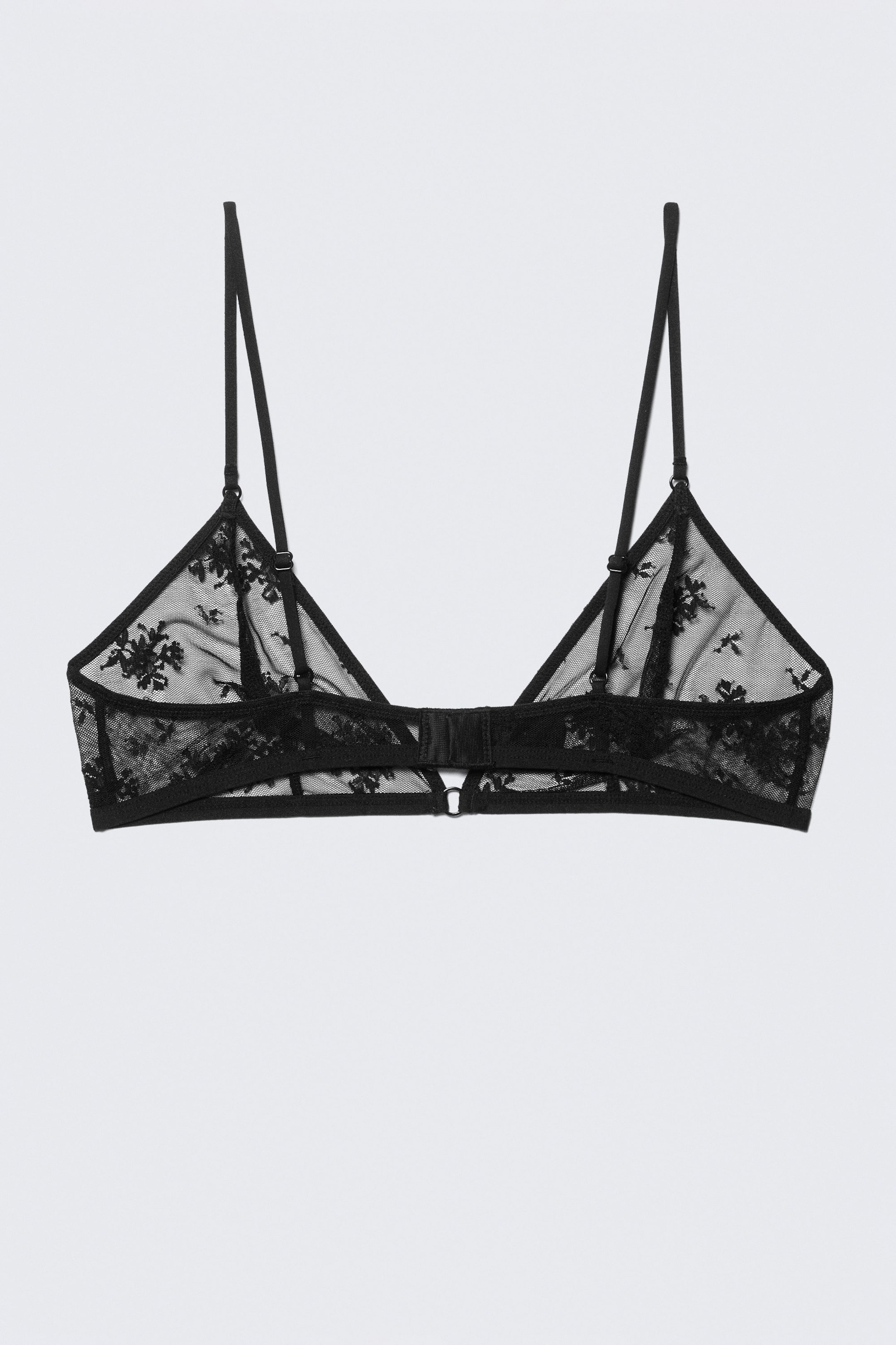 Black - Lace Triangle Soft Bra - 2