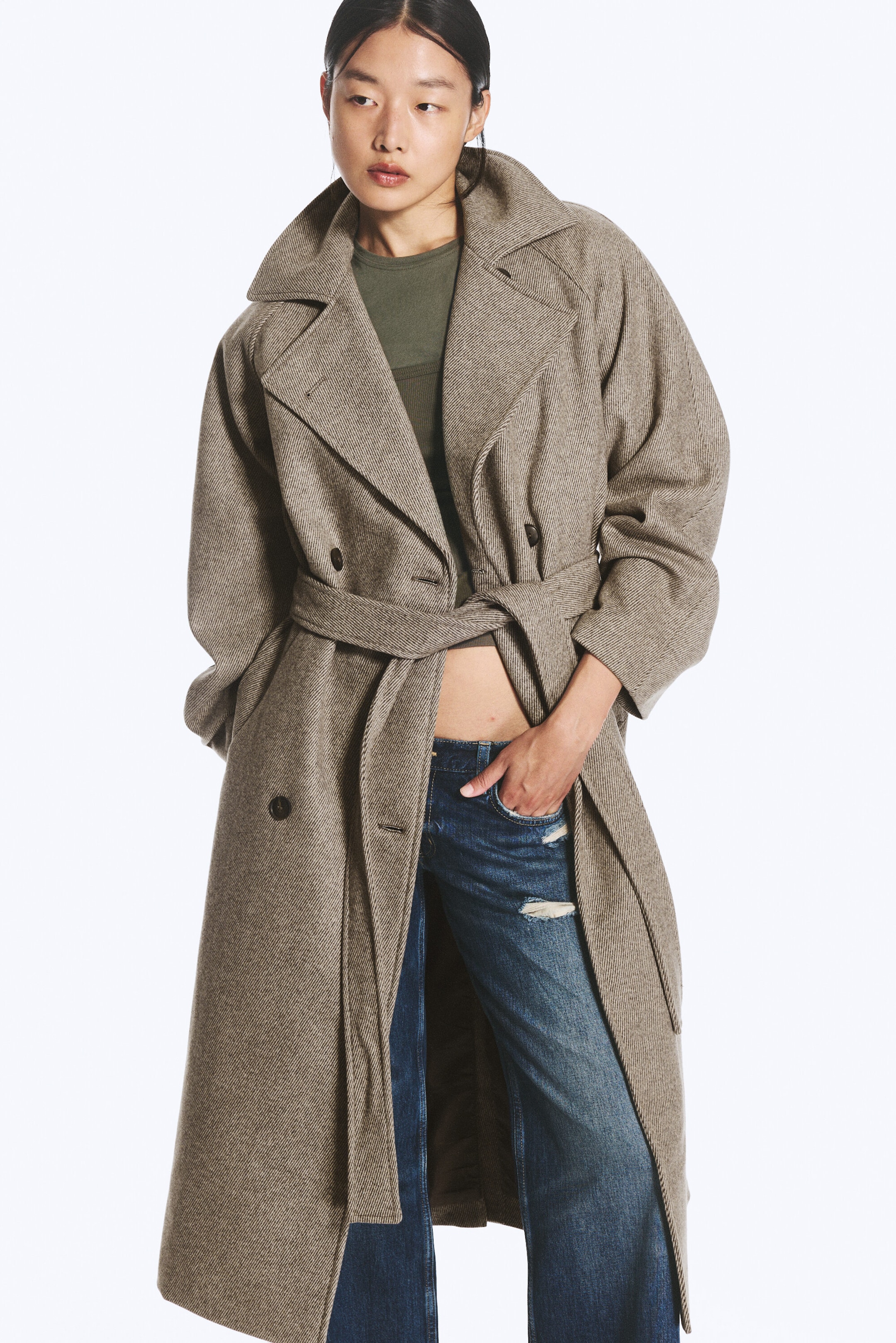 Helles Beige - Kia Zweireihiger Oversize-Mantel aus Wollmischung - 1