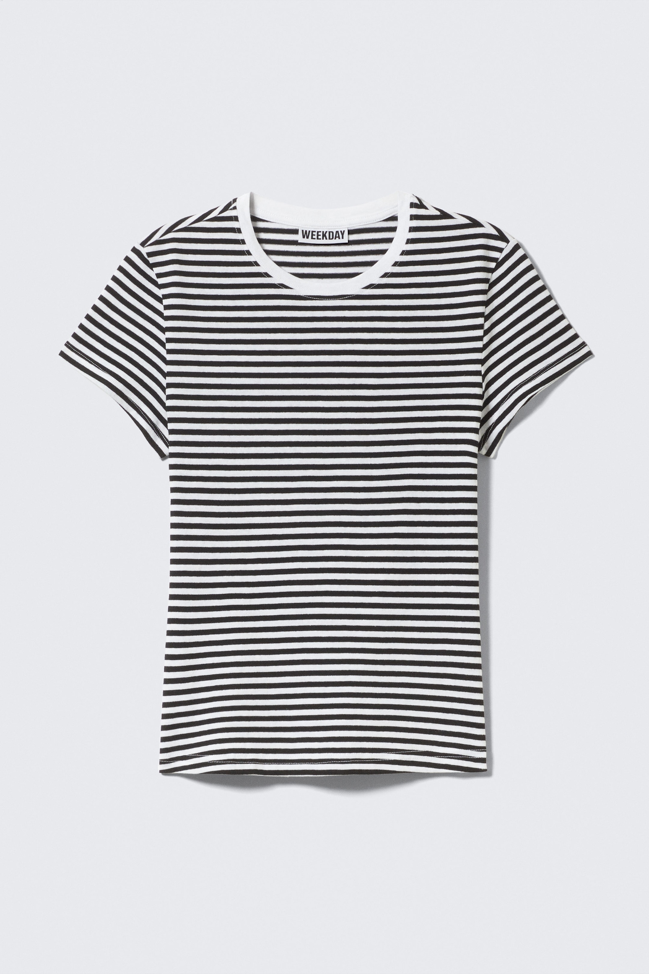 Black & White Stripe - Slim Short-Sleeved Cotton T-shirt - 1