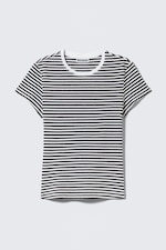 Black & White Stripe - Slim Short-Sleeved Cotton T-shirt - 0