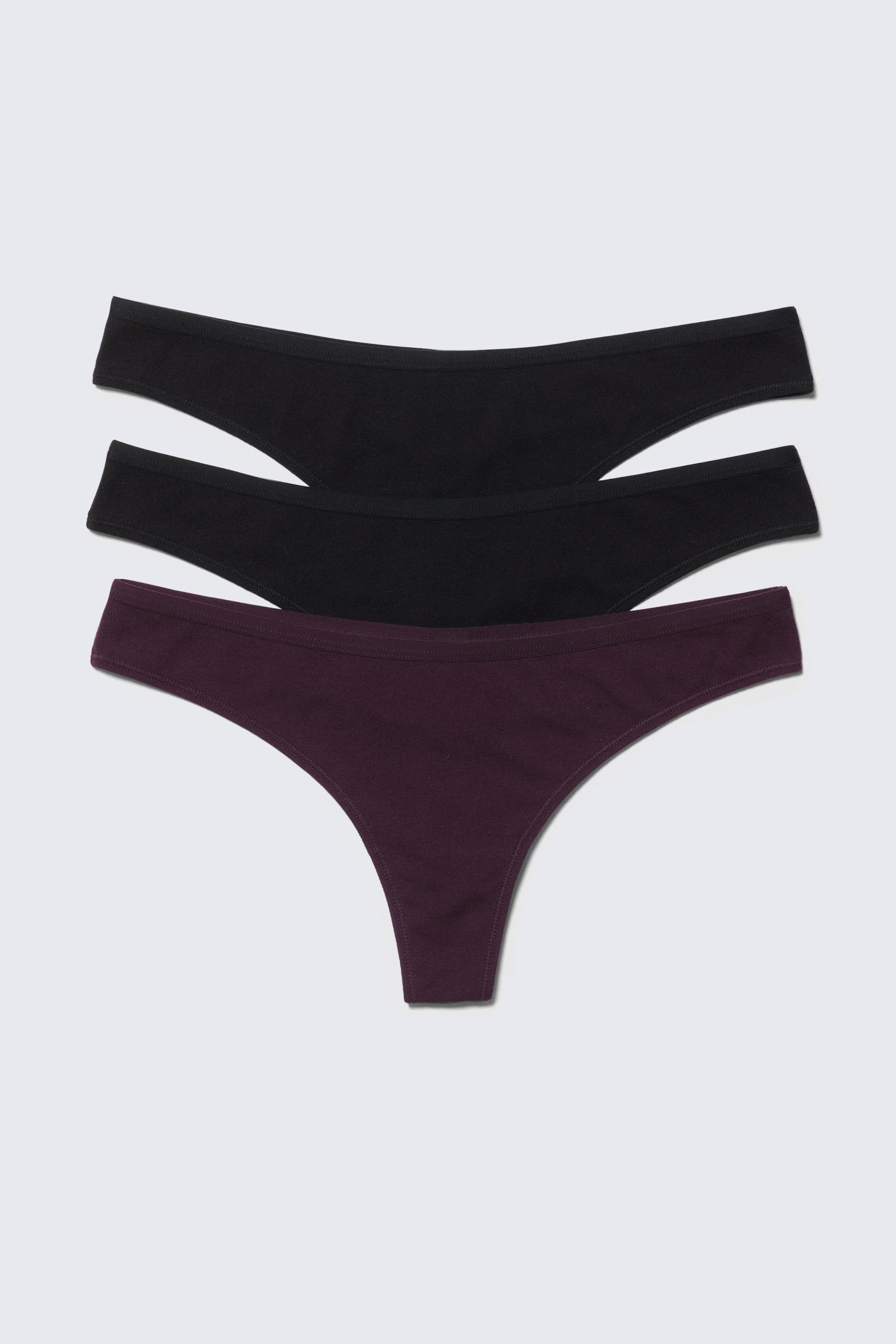 #34272C - 3-pack Low Waist Cotton Thongs - 1