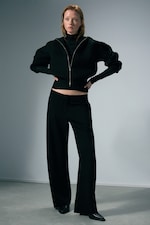 Black - Low-Rise Loose Barrel Suiting Trousers - 3