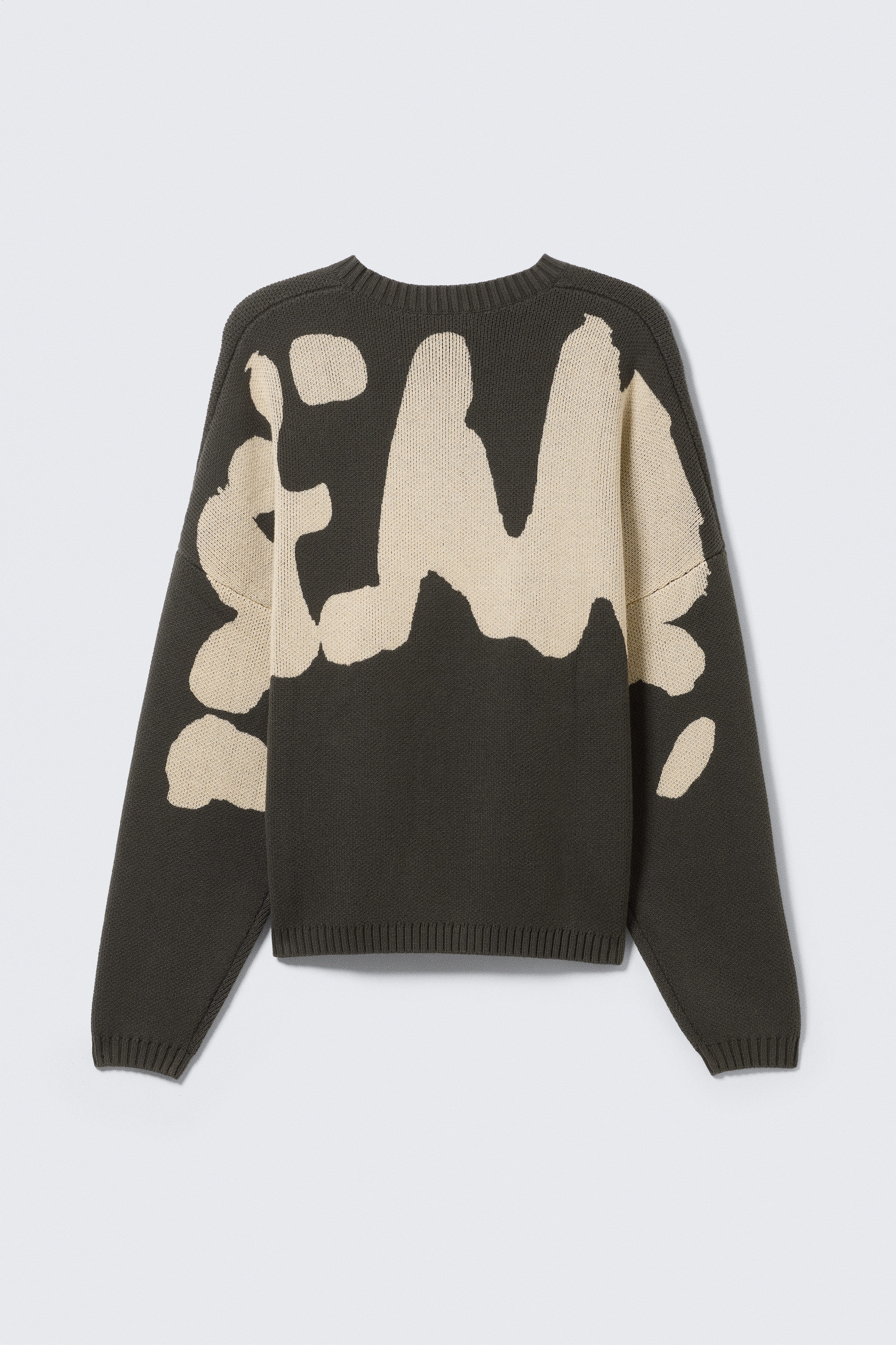 Dark Mole - Back Print - Oversized Graphic Knitted Cotton Sweater - 3