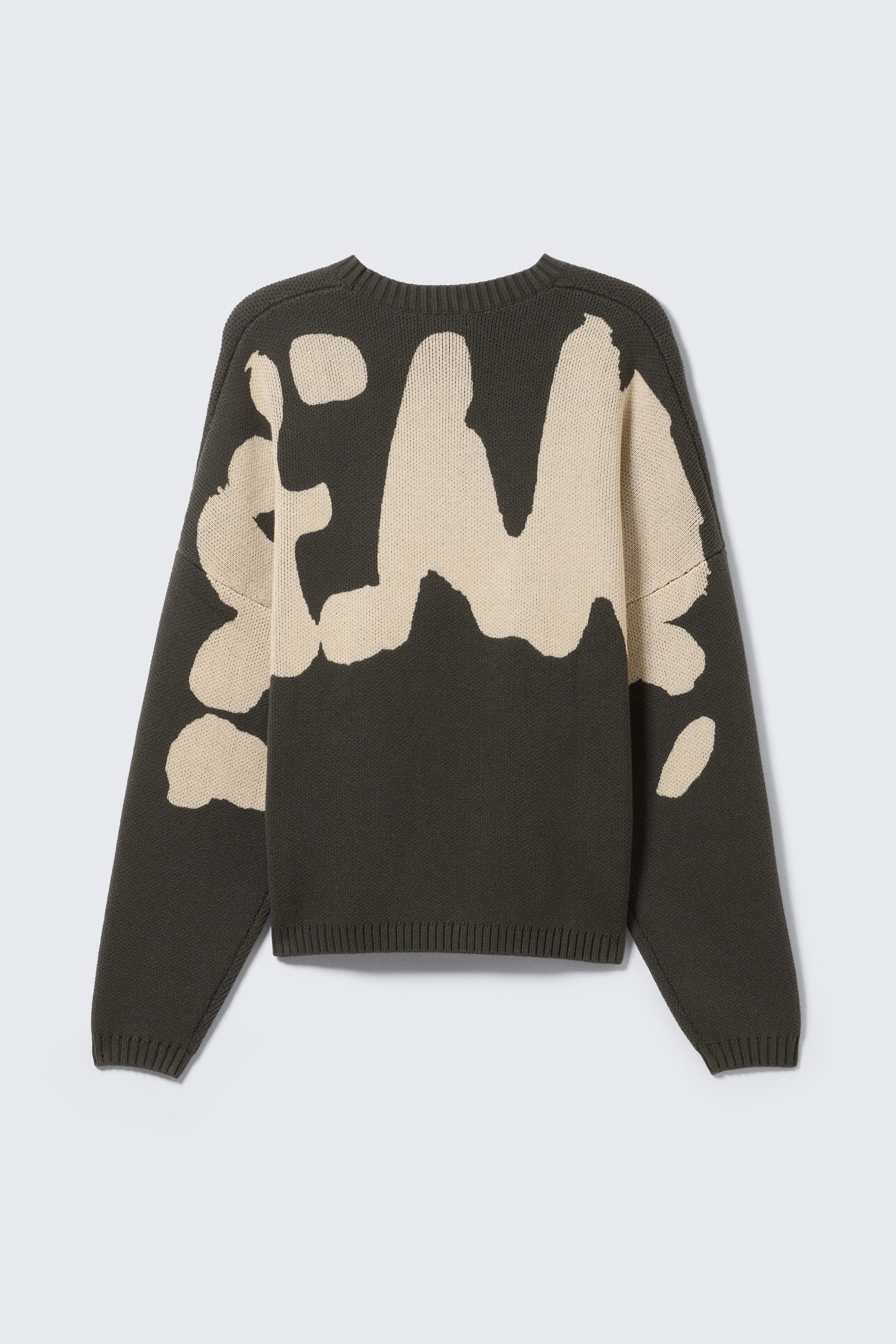 Dark Mole - Back Print - Oversized Graphic Knitted Cotton Sweater - 4