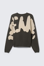 Dark Mole - Back Print - Oversized Graphic Knitted Cotton Sweater - 4
