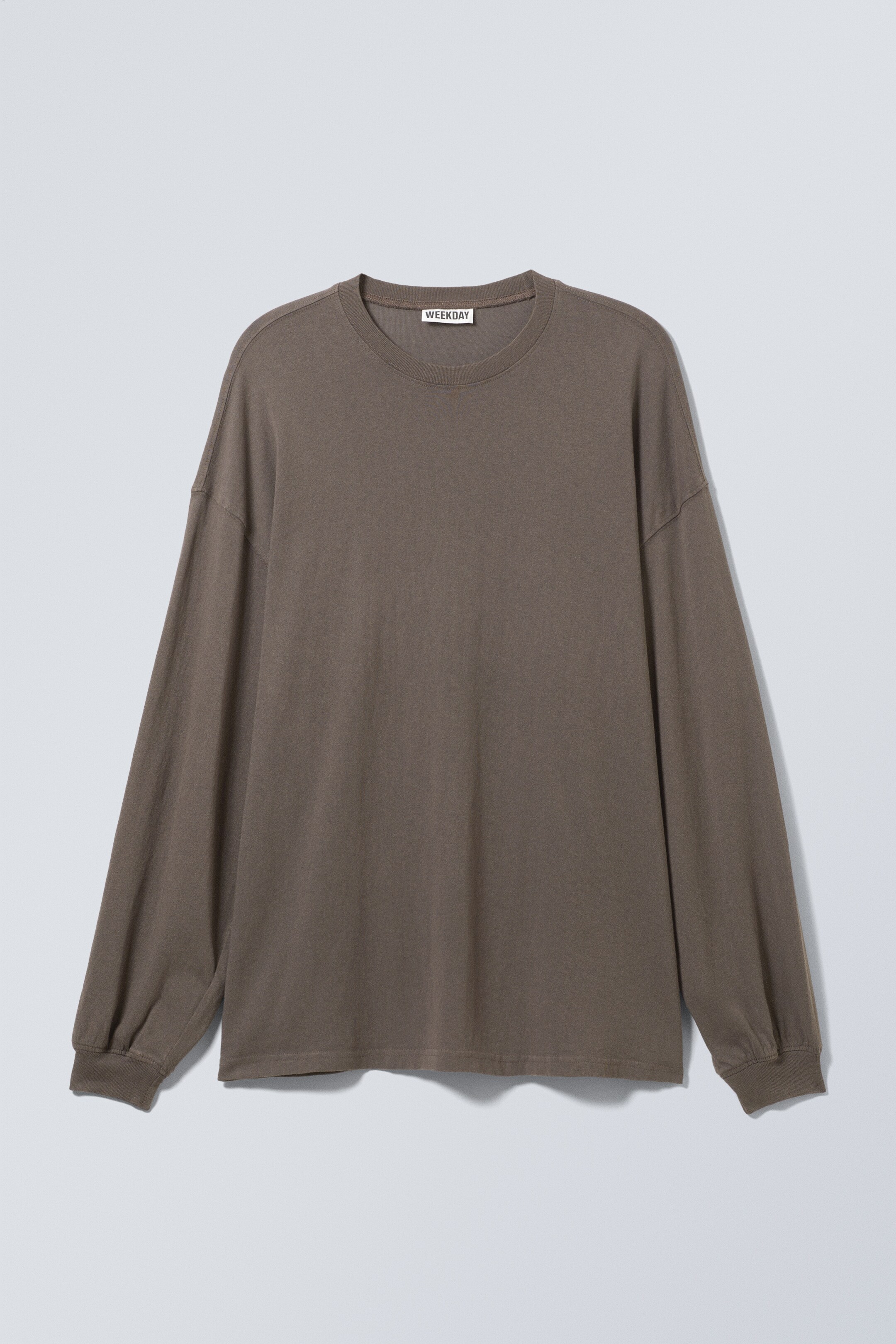Visa större bild: Långärmad oversized t-shirt - Mörk tvättad mullvad - DAM | H&M SE 1