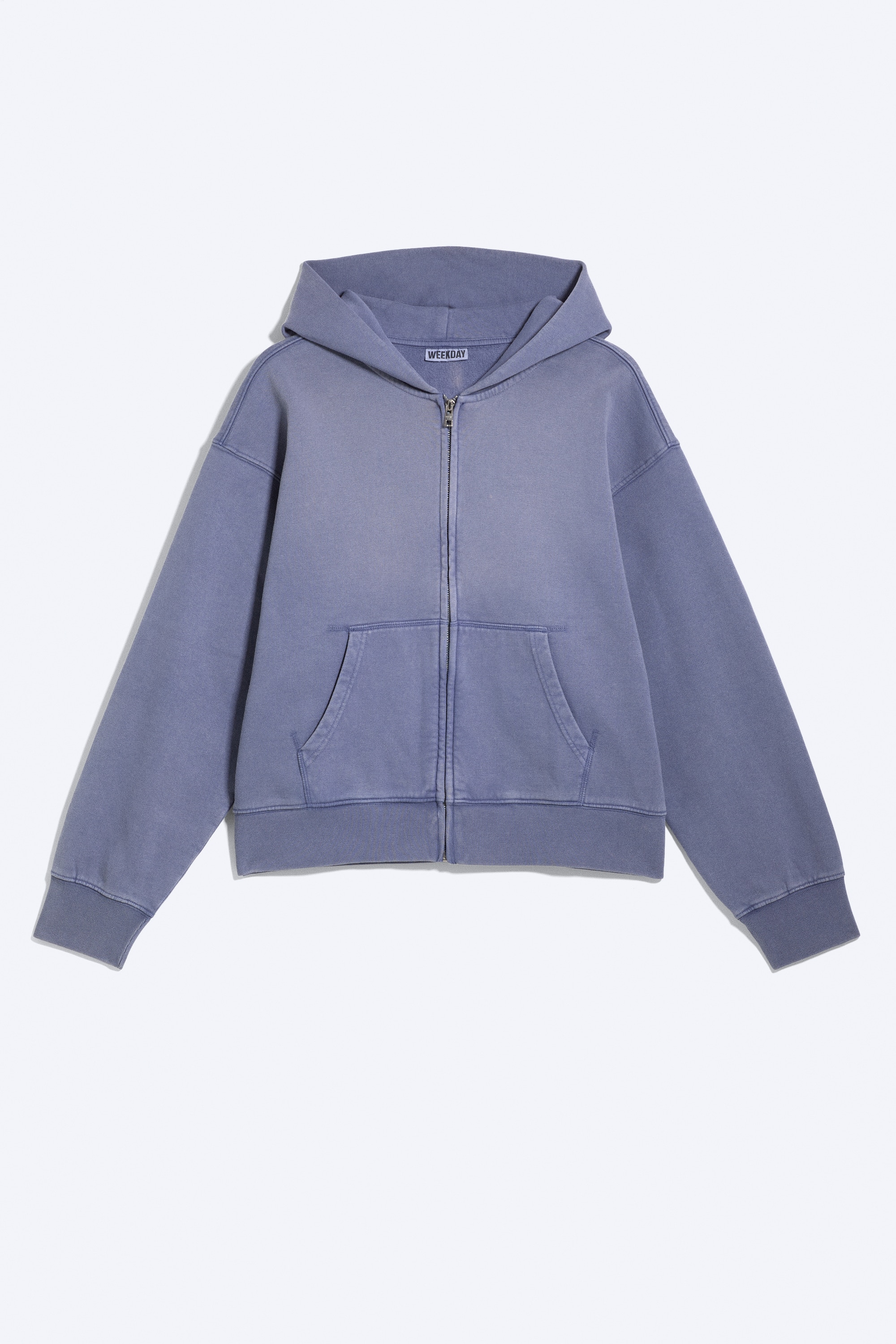 Casaco Com Capuz De Corte Boxy E Fecho De Correr - Azul com lavagem