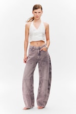 Dusty Purple - High Waisted Barrel Leg Jeans - 0