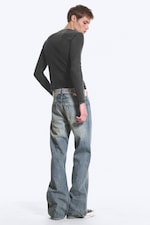 Washed Black - Ribbed Long-Sleeved T-shirt - 1