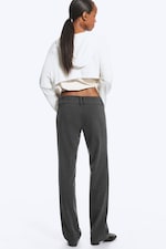Dark Grey Melange - Low-Rise Straight Suiting Trousers - 3