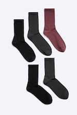 Schwarz/Dunkelgrau/Dunkelrosa - 5er-Pack Sportsocken - 0