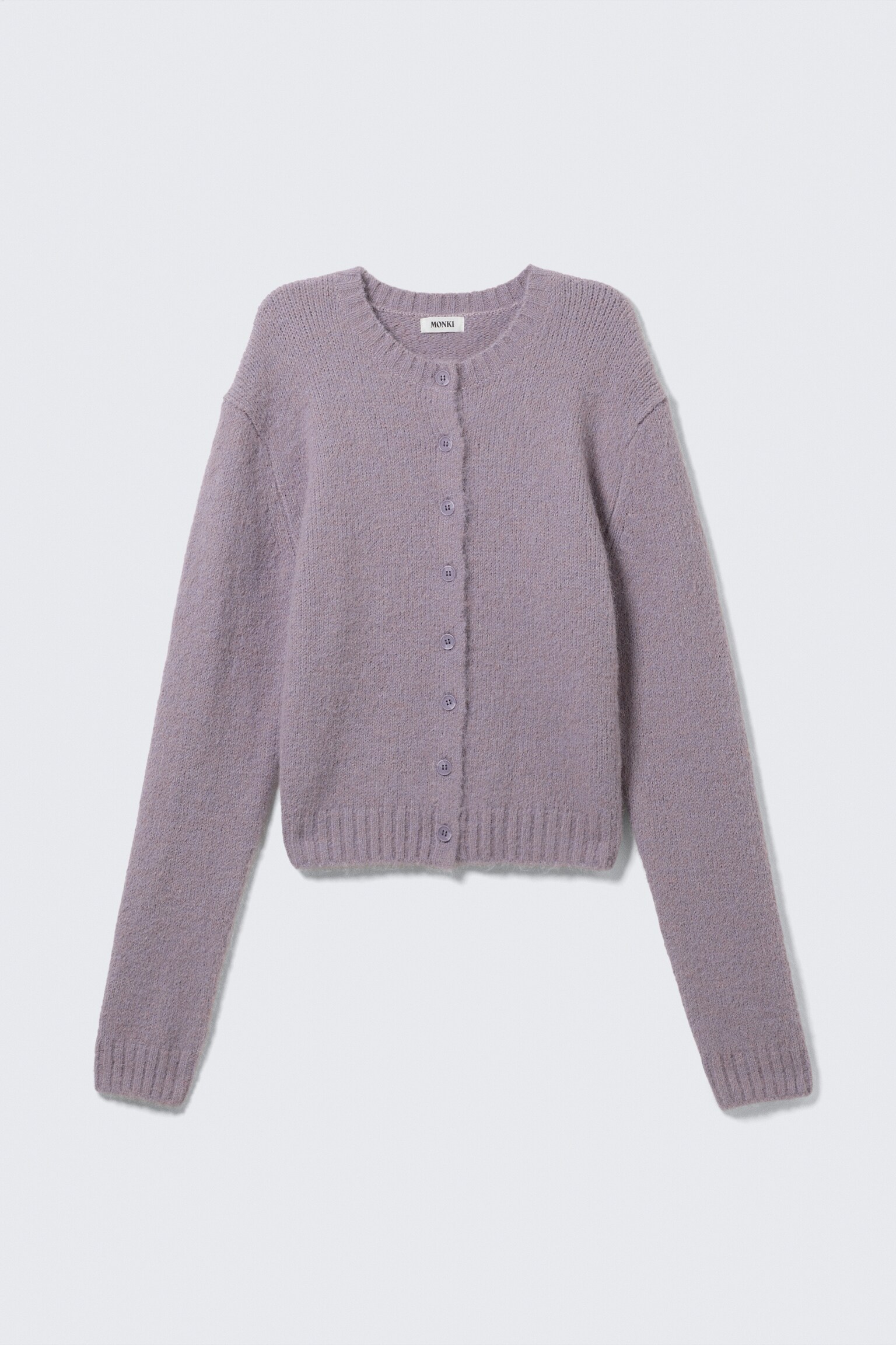 Brushed Knit Buttoned Cardigan - Lilac/Grey Melange/Dark Red & Pink Stripes/Brown/Black/Green Stripes - 2