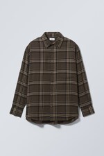 Dark Brown Check - Oversized Shirt - 0