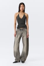 Dunkelgrau - Neckholder-Top mit Wickelverschluss - 2