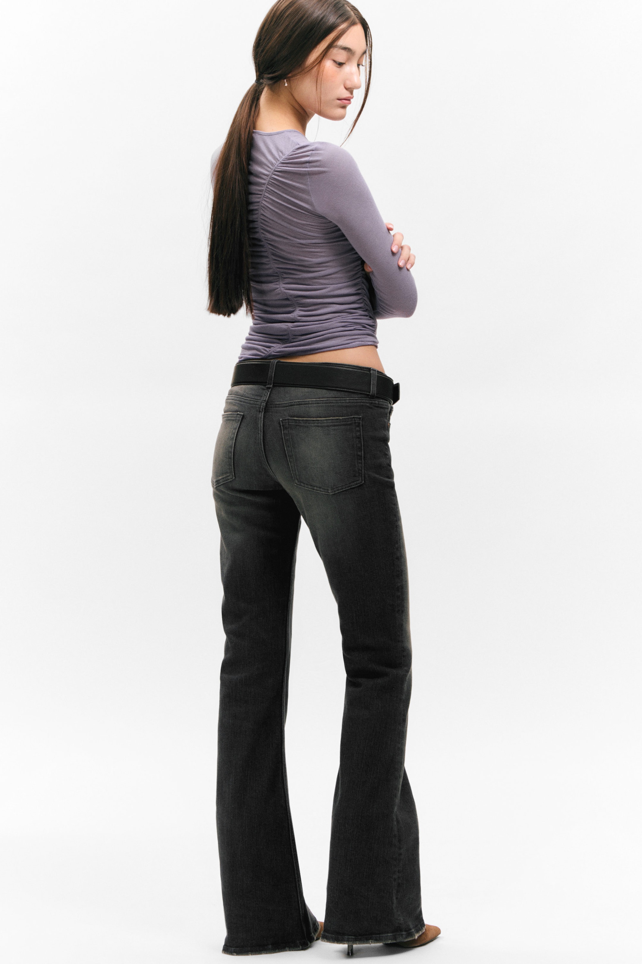 Flieder - Gerafftes Longsleeve-Top - 3