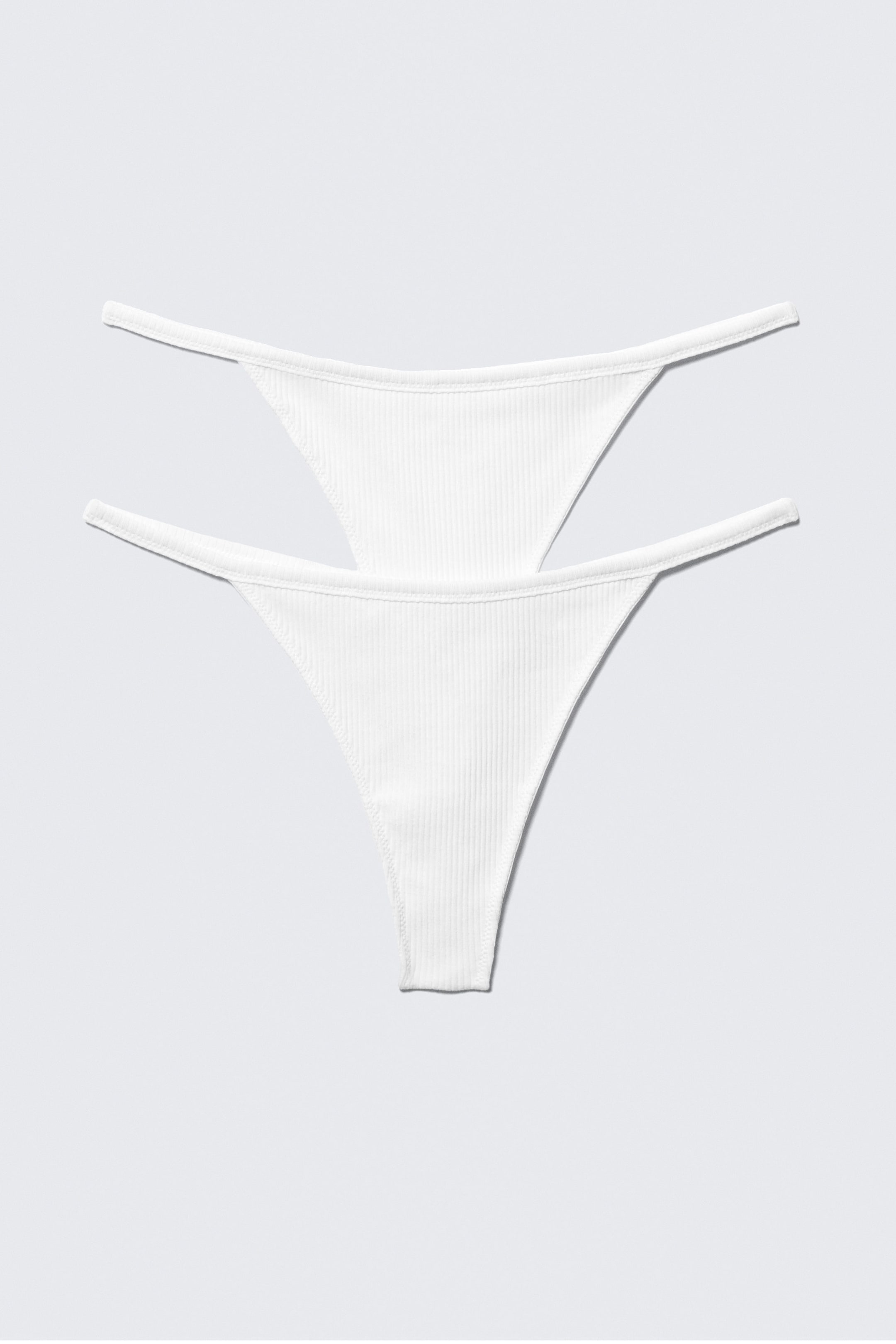 Weiß - 2er-Packung gerippte Tangas mit mittelhohem Bund - 1