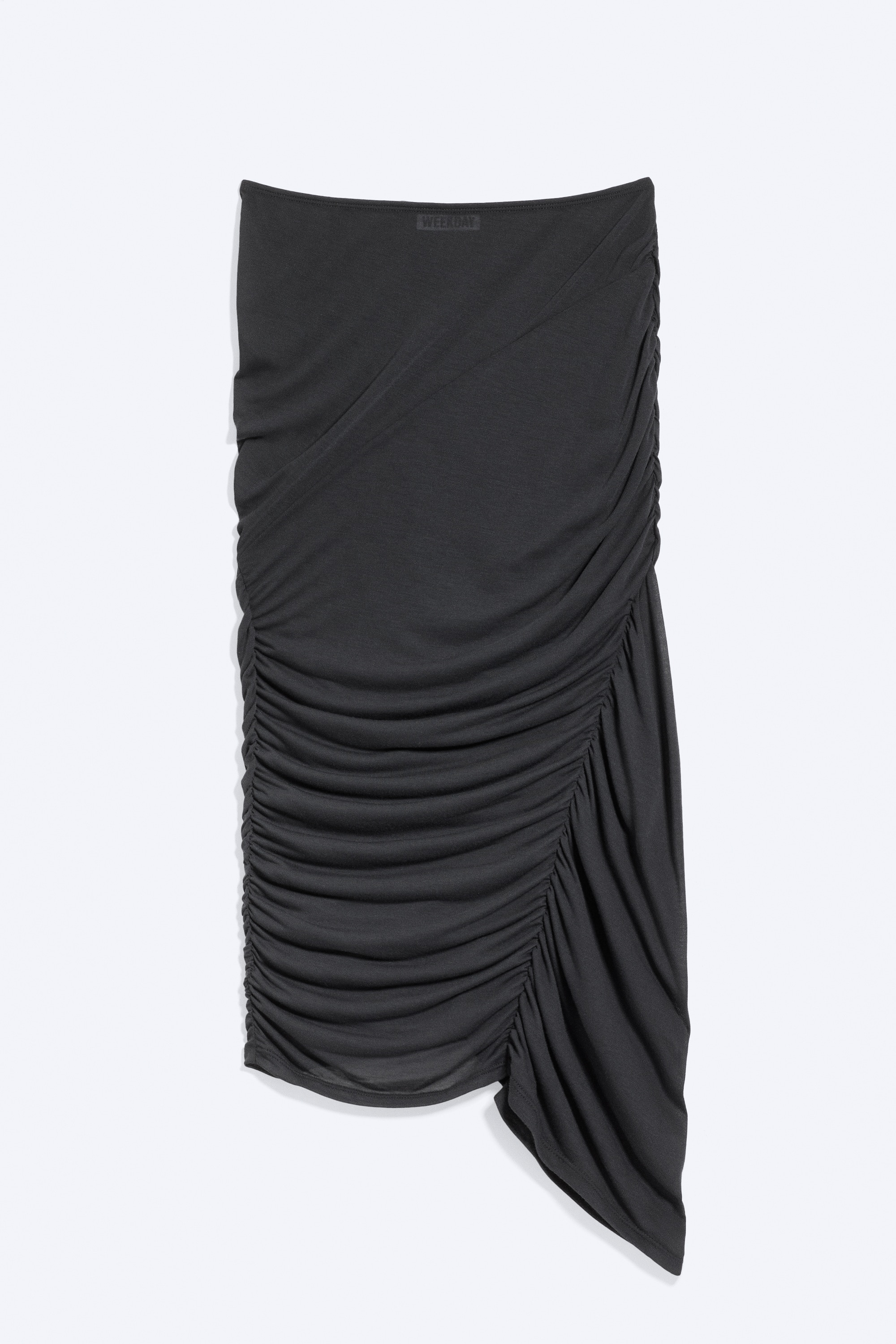 Low Rise Ruched Asymmetric Skirt - Dark Grey