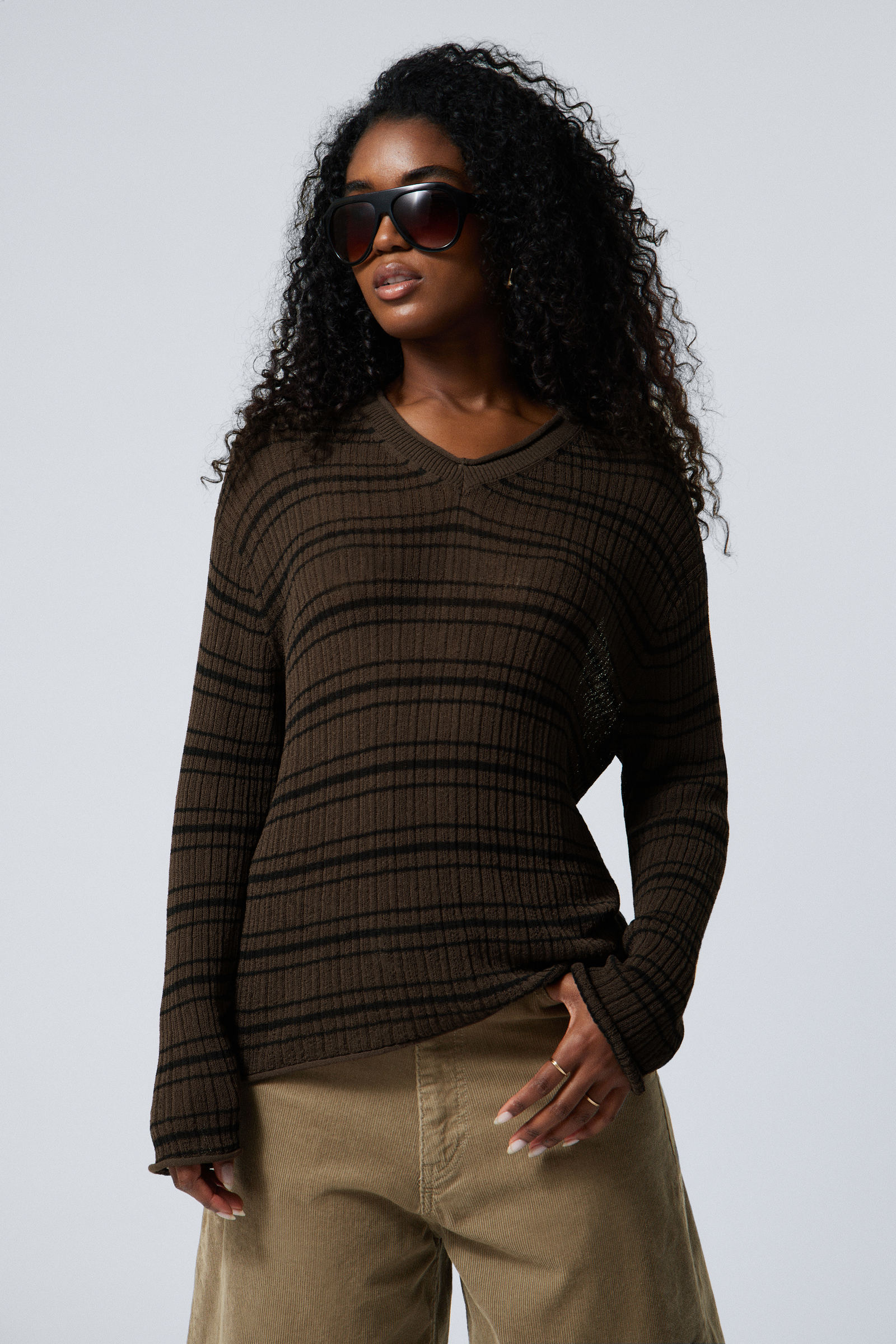 knitted v neck top