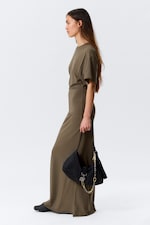 Dark Mole - Gathered Short-Sleeved Maxi Dress - 2