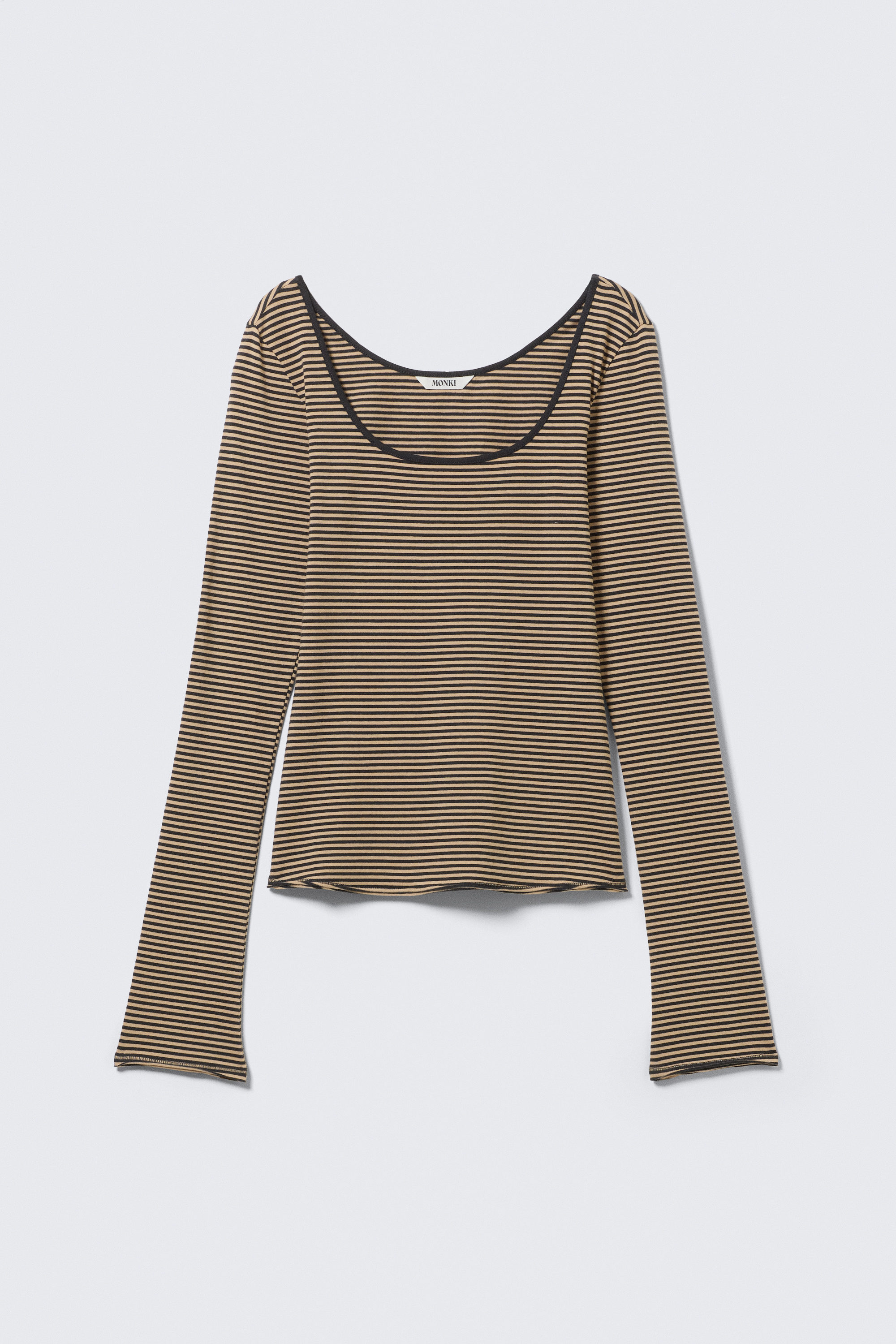 Rayé beige/noir - Top Slim Fit à manches longues - 3