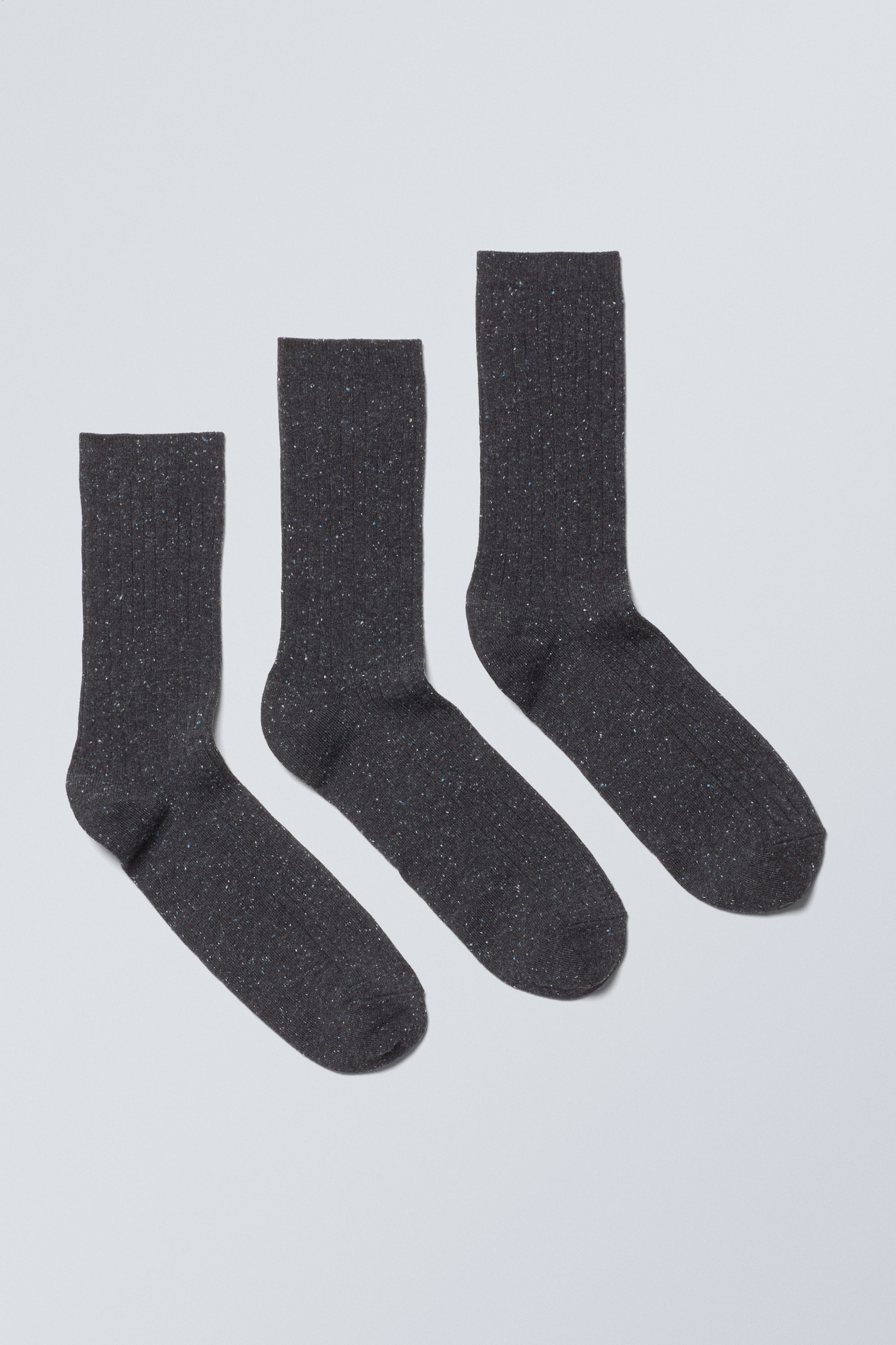 Vasket svart - 3-pack Rib Neps Socks - 0
