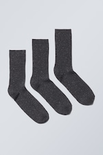 Vasket svart - 3-pack Rib Neps Socks - 0