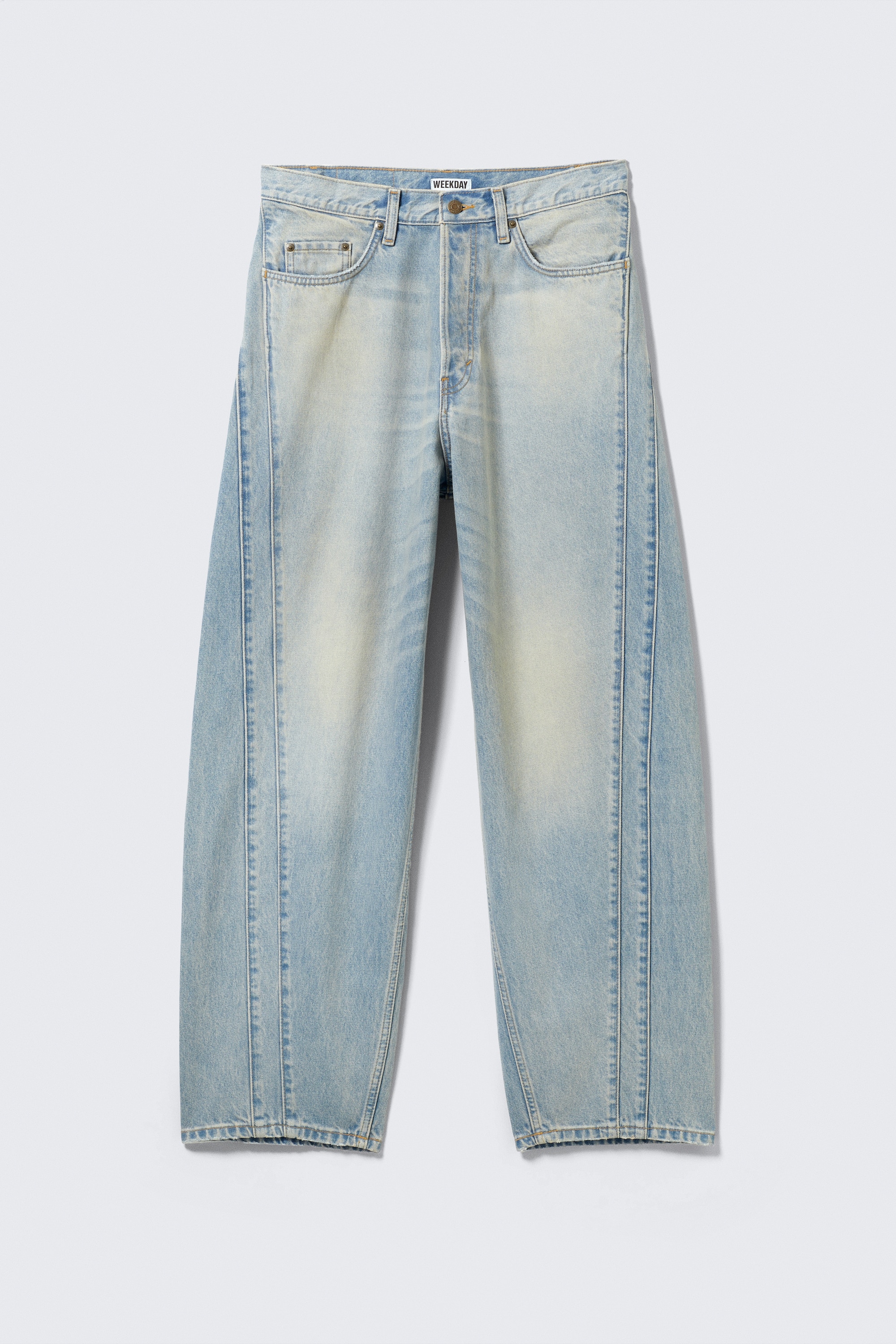 Panelled Loose Fit Baggy Leg Unisex Jeans - Port Blue - Light Blue