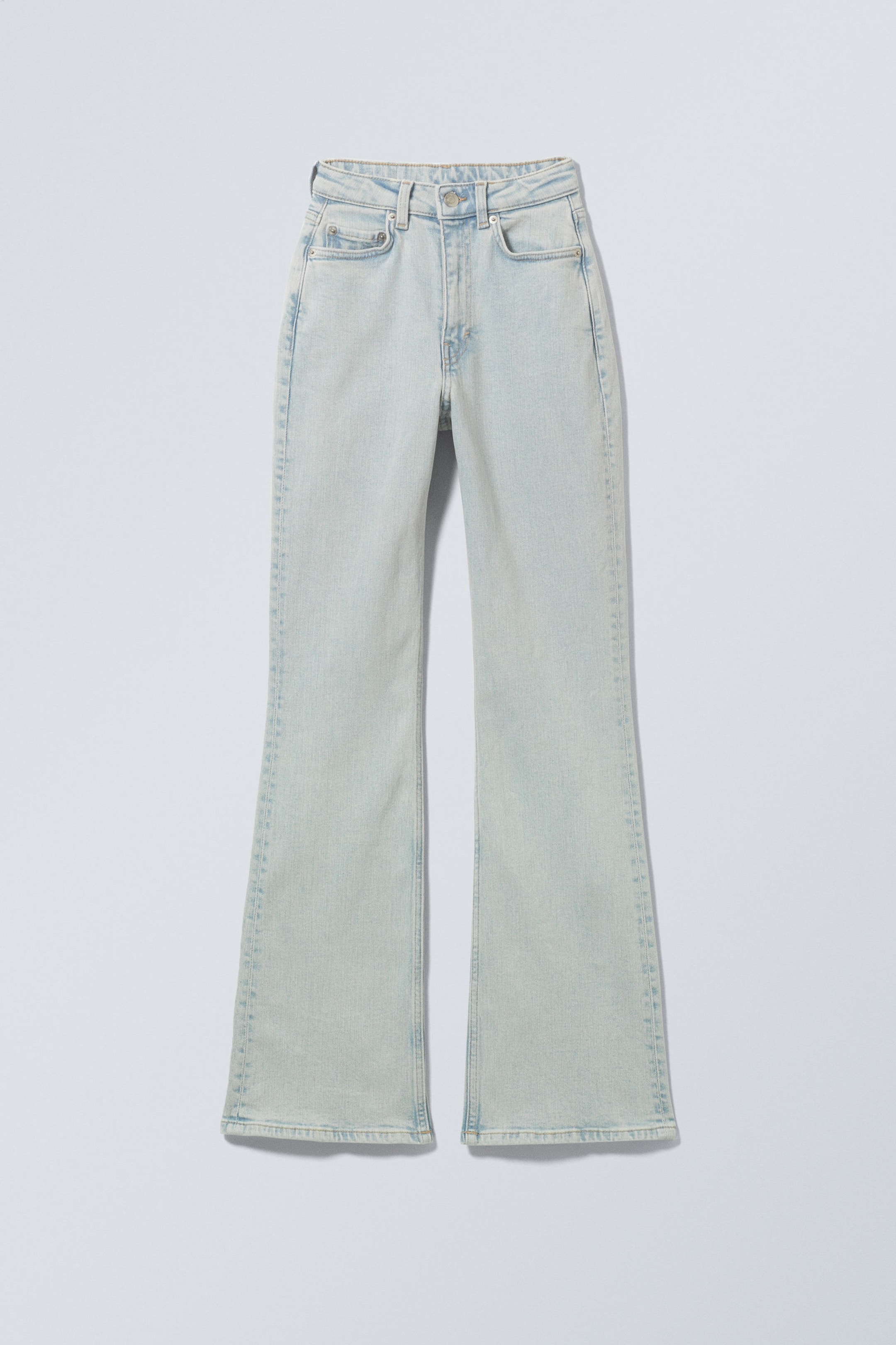 Snow Blue - Light Blue - Glow Curve High Waisted Regular Flared Leg Jeans - 5