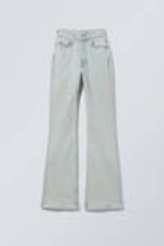 Snow Blue - Light Blue - Glow Curve High Waisted Regular Flared Leg Jeans - 5