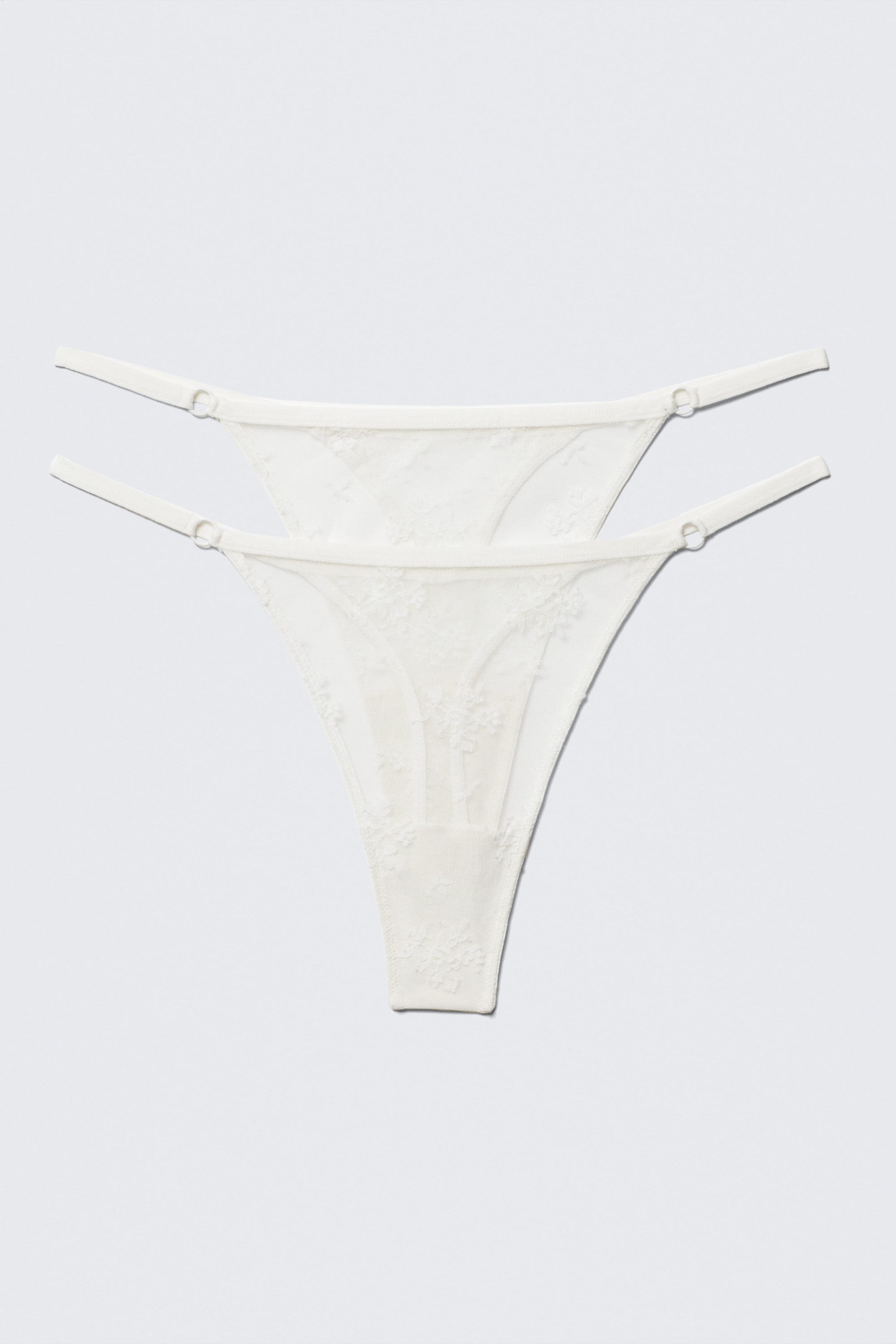 White - 2-pack Sheer Lace Tanga Thongs - 1