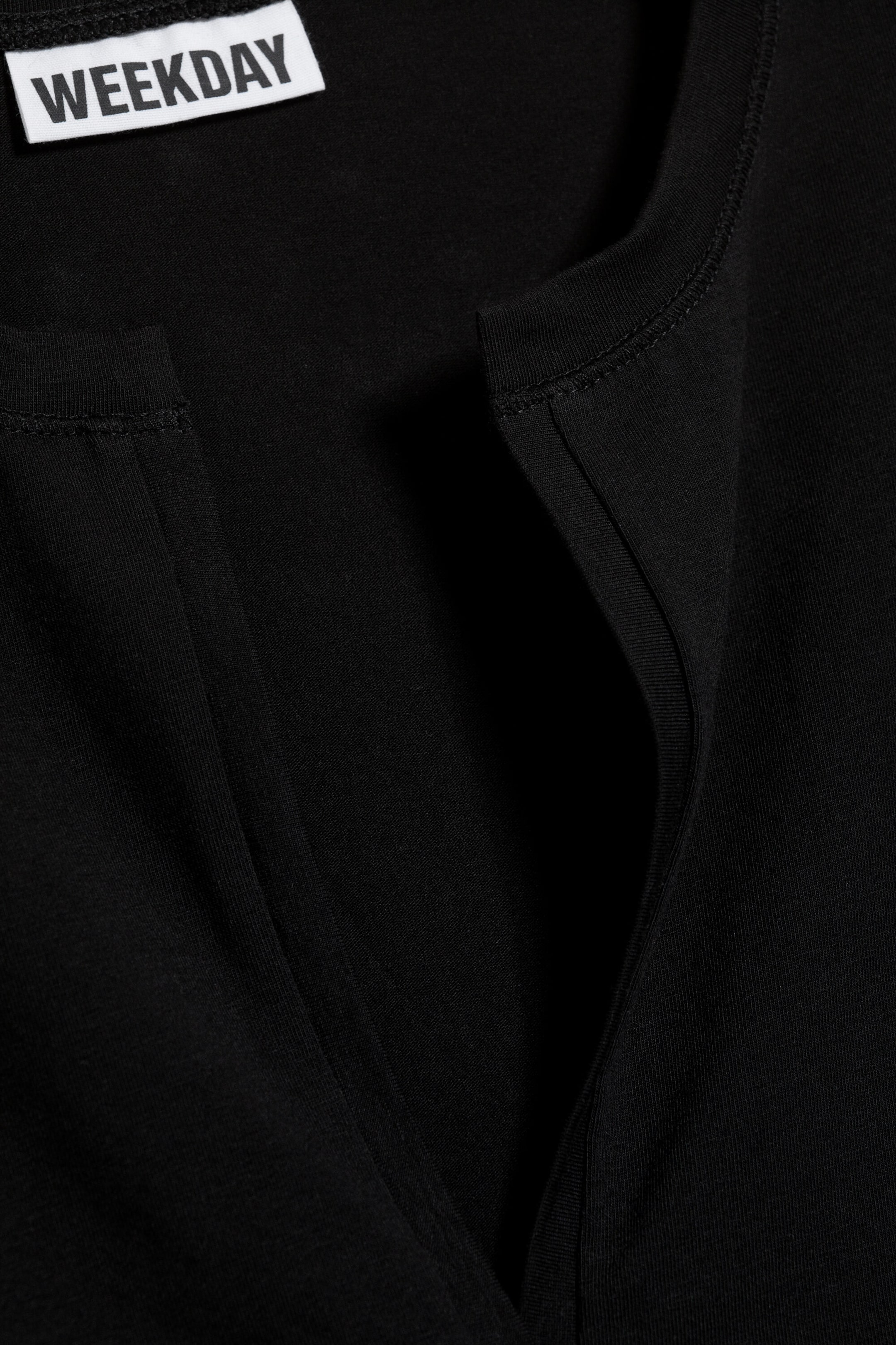 Black - Split V-neck Three-quarter sleeve top - 1