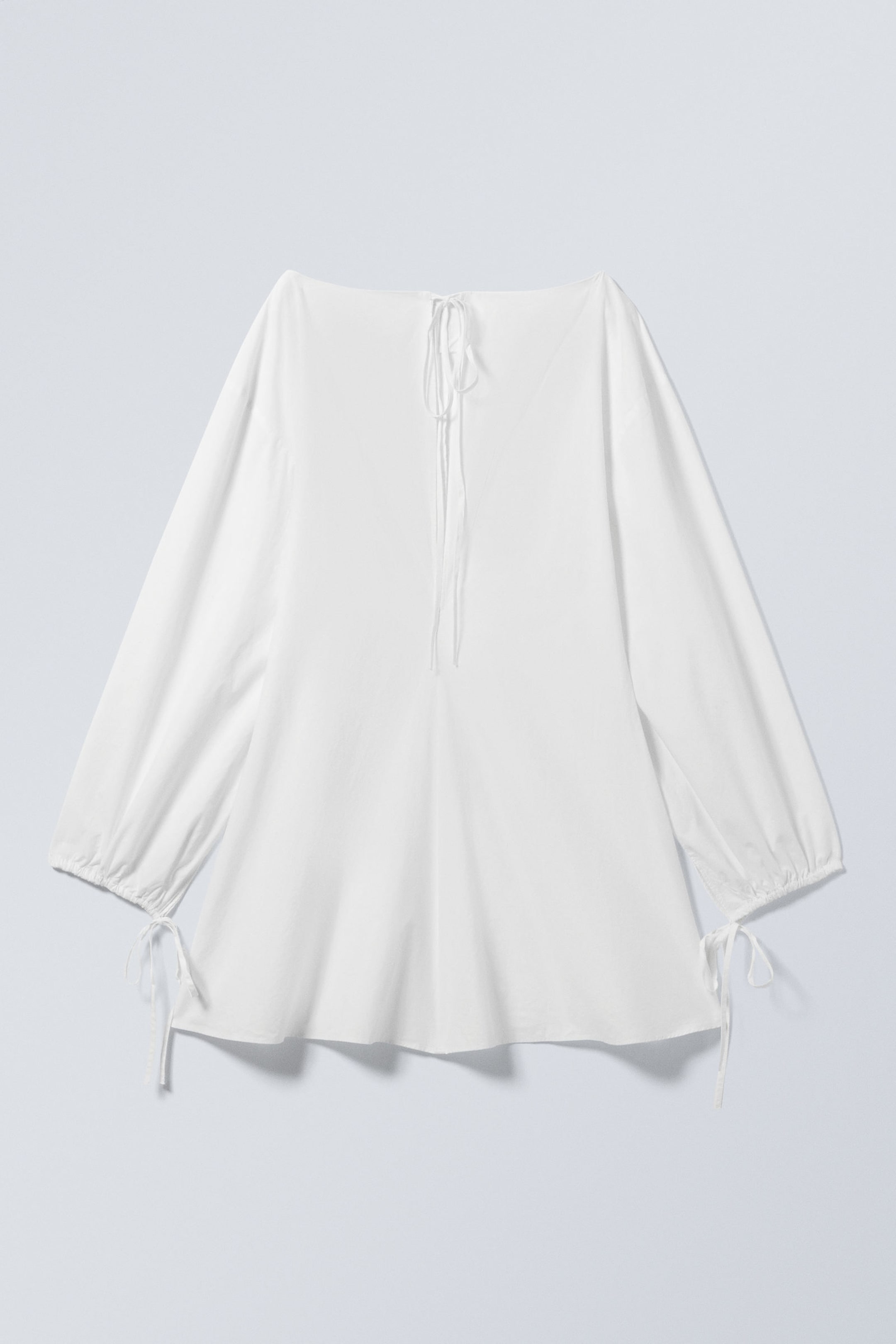White - Cotton Poplin Tie-Detail Mini Dress - 5
