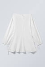 White - Cotton Poplin Tie-Detail Mini Dress - 5