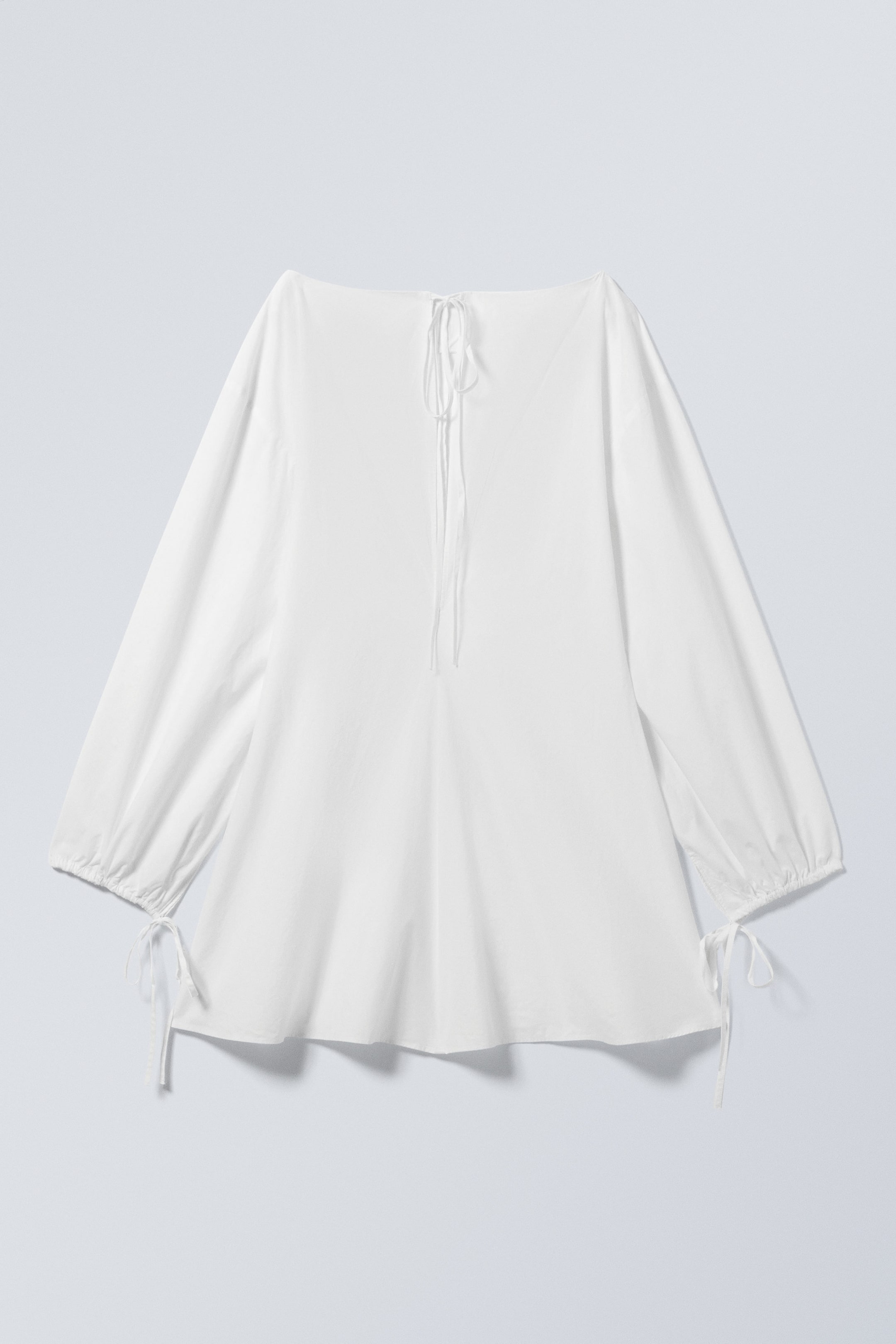White - Cotton Poplin Tie-Detail Mini Dress - 2