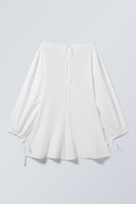 White - Cotton Poplin Tie-Detail Mini Dress - 1