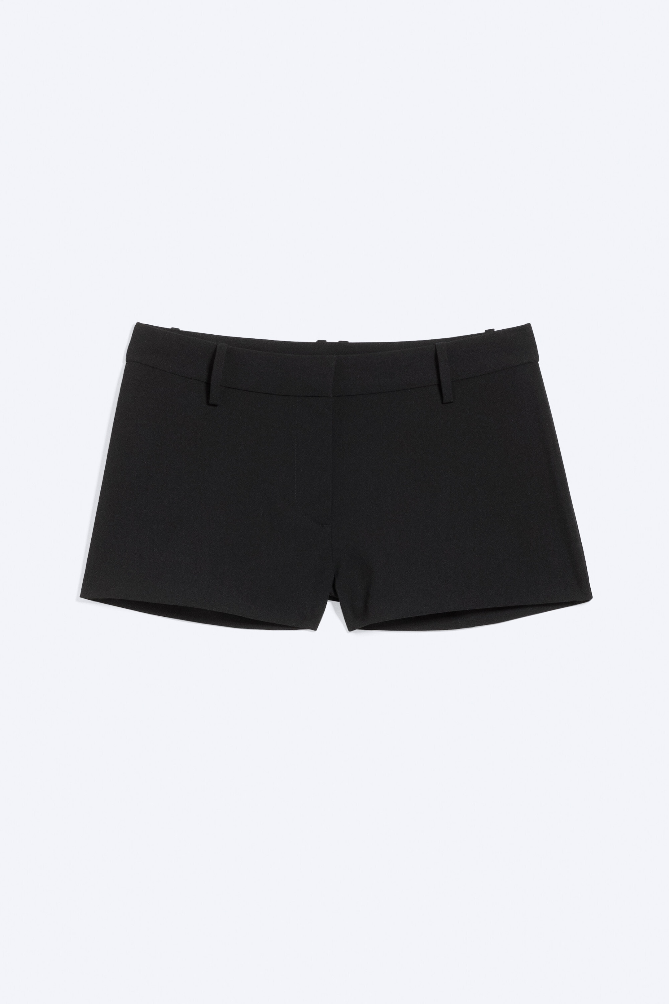 Black - Low Waist Mini Suiting Shorts - 4