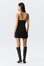 Black - Sleeveless Halter Mini Dress - 2