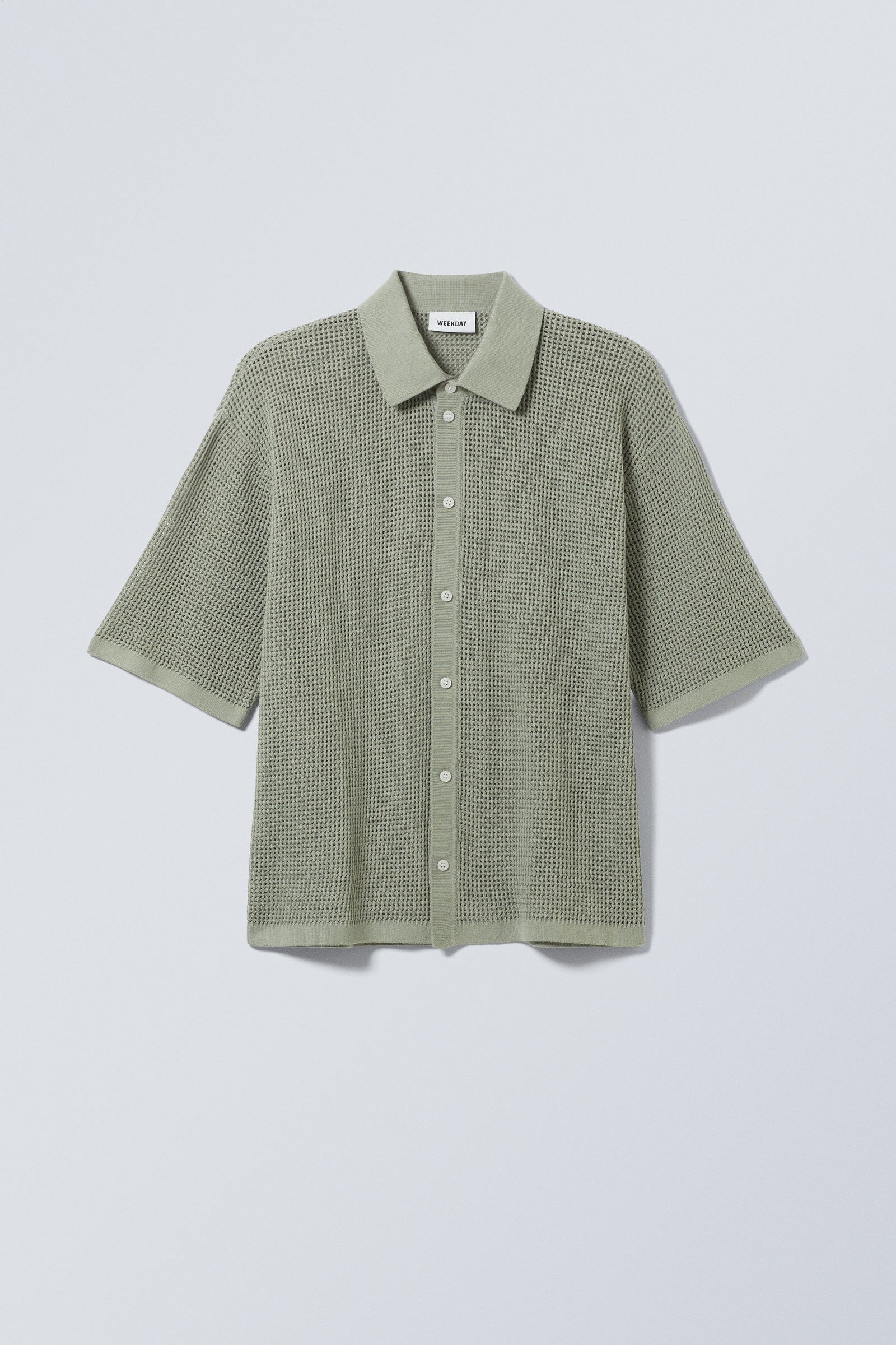 SYUMAN 24SS Crochet Short Sleeve Shirt ⁡ regular crochet short sleeve shirt - Light Dusty Khaki
